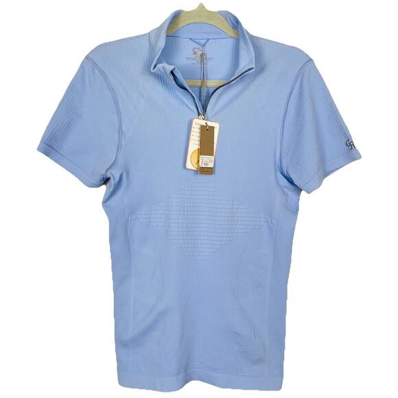 Goode Rider Seamless Compression Shirt Women Large Lt Blue Equestrian Horse NEW - Picture 1 of 11